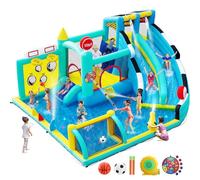 Inflatable Bouncy Castle with Slide Trampoline and Ball Pit, Bounce House Indoor Outdoor with Air Blower for Toddler Garden Park Backyard Party Wedding Birthday Gift