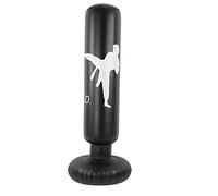 Inflatable Boxing Bag, 160x60cm/63x23.6in Thicken Vertical Boxing Column Punching Bag Football Training Dummy Tumbler for Adult Kids Karate Taekwondo (Black)