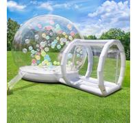 Inflatable Bubble House, Inflatable Bubble House Dome with Blower & Pump, Waterproof PVC Garden Tent in Commercial Quality for Weddings, Camping, Parties (300 cm with Trampoline/White)