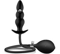 Inflatable Butt Plug Anal Beads, Inflatable Anal Beads (Steel Ball Included) Silicone Inflatable Anal Beads Butt Plug Silicone Anal Plug for Adult Men Sex Toys
