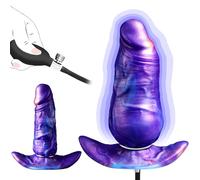 Inflatable Butt Plug Huge Inflatable Realistic Dildo Anal Stretcher Dilators Adult Sex Toys for Men Women Wearable Expanding Anal Plug with Safe T-Base