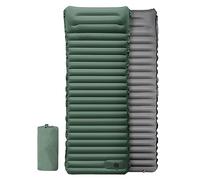 Inflatable Camping Mat with Pillow, Foldable Sleeping Pad ，Foot Inflation, Ultralight Camping Mattress，Portable Air Mattress for Camping, Hiking, Traveling，Comfortable Sleep (Green)