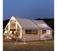 Inflatable Camping Tent, 4-Season Blow-up Air Tent with Pump and Stove Jack, Mesh Screen Windows, Easy Setup Blow Up Tents 6-8 Man, Luxury Cabin Glamping Tent for Family