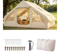 Inflatable Camping Tent for 3-5 People,with manual air pump, Large fireplace window, Tent Made of Waterproof Oxford Fabric, Quick Assembly Air Tent