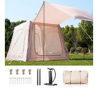 Inflatable Camping Tent for 4-6 People, Easy 2-3 Minute Setup, Includes Hand Pump, Waterproof, Weatherproof, Breathable & Anti-Mosquito Design