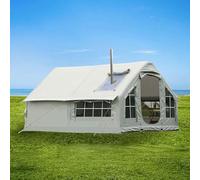 Inflatable Camping Tent for 6-8 People, Pop Up Design with Chimney Opening & Skylight, Includes Pump for Easy Setup, for 4 Season Outdoor Glamping and Family Adventures