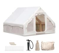 Inflatable camping tent, Large outdoor tent for 4-8 people with air pump, Inflatable tent made of waterproof Oxford fabric for 4 seasons, Quick setup, with windows & mesh doors(160 * 120 * 80")