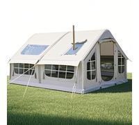 Inflatable Camping Tent, Waterproof 4-Season Blow-up Air Tent with Pump, Mesh Screen Windows and 1 Doors, Easy Setup 4-8 People Windproof Glamping Cabin Tents for Family