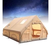 Inflatable Camping Tent with Chimney Opening, Outdoor Camping Tent for 4-8 Persons with Hand Pump, Waterproof Oxford Fabric,300x210x210mm