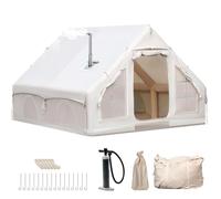 Inflatable Camping Tent with Chimney Opening & skylight, 2-8 Person Tent Outdoor with Air Pump, 4 Season Waterproof Oxford Cloth Quick Build Inflatable Tent (With chimney opening, 160" * 120" * 80")