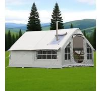 Inflatable Camping Tent with Hand Pump, Easy Setup for 6-8 People, Large Family Air Mesh Windows & Doors, Includes Carry Bag for Outdoor Glamping