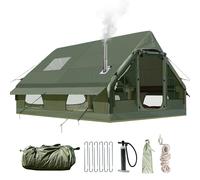 Inflatable Camping Tent with Pump, 420D Oxford Glamping Inflatable Sport Tent for Camping, 4 Season Windproof Outdoor Blow Up Cabin Tent with Mesh Windows & Doors for Camping (4-8 People/Green)