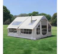 Inflatable Camping Tent with Pump, 6-8 Person Waterproof Family Tent, Easy Setup, 4 Season Outdoor Air Tent with Chimney Opening