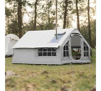 Inflatable Camping Tent with Pump, 6-8 Person Waterproof Family Tent, Easy Setup, 4 Season Outdoor Air Tent with Chimney Opening