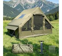 Inflatable Camping Tents with Hand Pump, Air Glamping Tents, Easy Setup Waterproof and Windproof Blow up Tent, 4 Seasons Oxford Cabin Tent