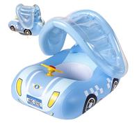 Inflatable Car Shape Baby Float with Canopy, Seat & Steering Wheel for Toddlers 1-6 Years