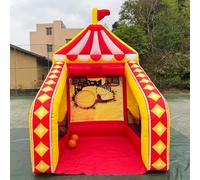 Inflatable Carnival Game Interactive Multi Sport Games, Shooting Target, Basketball Hoop, Dart Throw, X-O-Game, Ring Toss, Soccer Goal for School, Family, Team Game, Birthday (Red Basketball Hoop)