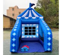 Inflatable Carnival Game Interactive Multi Sport Games, Shooting Target, Basketball Hoop, Dart Throw, X-O-Game, Ring Toss, Soccer Goal for School, Family, Team Game, Birthday (Blue Tic Tac Toe)