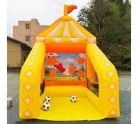 Inflatable Carnival Game Interactive Multi Sport Games, Shooting Target, Basketball Hoop, Dart Throw, X-O-Game, Ring Toss, Soccer Goal for School, Family, Team Game, Birthday (Yellow Soccer Goal)