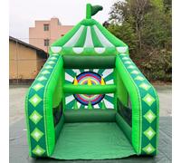 Inflatable Carnival Game Interactive Multi Sport Games, Shooting Target, Basketball Hoop, Dart Throw, X-O-Game, Ring Toss, Soccer Goal for School, Family, Team Game, Birthday (Green Shooting Target)