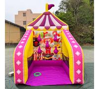 Inflatable Carnival Game Interactive Multi Sport Games, Shooting Target, Basketball Hoop, Dart Throw, X-O-Game, Ring Toss, Soccer Goal for School, Family, Team Game, Birthday (Purple Ring Toss)