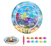 Inflatable Cat Dog Baby Water Mat Toy, [Newly Upgraded, 2 Layers Thickened] Premium Anti-Scratch Leak Proof Mat, with Floating Fish for Indoor Kitten Cats & Kids to Swatting Exercise Hunting (Octopus)