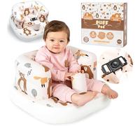 Inflatable Chair for Baby with Safety Harness, Built-in Pump & Non-Slip Base - Infant Sit Up Seat for 3-36 Months, Portable Blow Up Baby Chair for Travel, Easy to Clean