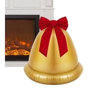 Inflatable Christmas Balls - 22inch Giant Jingle Bell Ball Ornaments with Bow | Centerpiece Balloon with Gold Design for Winter Holiday Porch Door Lawn Beach Yard Front Window Pool