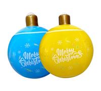 Inflatable Christmas Baubles 2PCS 18.9x25.6 Inch Giant Christmas Inflatable Ball PVC Balloons for Yard Garden Patio Outdoor Decorations Yellow Blue