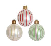 Inflatable Christmas Baubles - 40 cm Christmas Baubles Decoration, 3-Piece Striped PVC Decoration for Living Room Garden Patio Lawn Festive Yard Decoration for Patio Garden Front Garden Home Feie