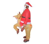 Inflatable Christmas Riding Elk Costume Funny Clothes Christmas Elk Costume Air Blow Up Suit Holiday Party Cosplay Costume for Women Men Adult Children with Blower Battery Box Not Include Batter