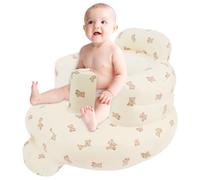 Inflatable Cookie Bear Baby Seat - Portable, Foldable Blow Up Chair With Built-in Air Pump - Safe for Babies 3 Months and Up