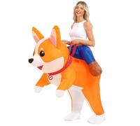 Inflatable Costume for Adult Dog Halloween Blow Up Costumes Ride on Corgi Costume Animal Suit for Women Men Funny Cosplay Party