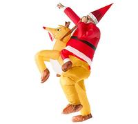 Inflatable Costume for Adults Funny Blow Up Costume Suit for Christmas Halloween Cosplay, Snowman and Reindeer Riding (Reindeer Rider) Red