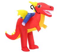 Inflatable Costume Set Cartoon Dinosaur Ride on Cosplay Outfit Halloween Blowing Costume Blower Included Polyester Suitable for Family Party, Toddler Size