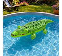 Inflatable Crocodile Lounger Lilo Float Swimming Pool Air Bed Mat, Pool Inflatable Ride On - Garden Greatness