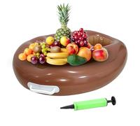 Inflatable Cup Holder, 9 Compartments Floating Tray with Air Pump, Foldable Pool Drink Organizer for Whirlpools, Outdoor Parties, Beach Travel, Dating d