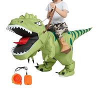 Inflatable Dinosaur Costume for Kids and Adults, Funny T-rex Ride on Halloween Costume, Green Dinosaur Halloween Party Fancy Dress Outfit, Easy to get on and off Din-o Blow up Costumes
