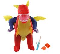 Inflatable Dinosaur Riding Costume, Funny Blow Up Animal Costume, Durable 190T Polyester Cloth with Reinforced Stitching, Stable and Safe Inflatable Riding Suit for Kids (Middle Child 120-140cm)