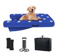 Inflatable Dock Platform, Dog Boat Ramp Floating Non-Slip Oxford and PVC with Water Ramp for Dogs Pool, Dock, Lake with Traction Rope, Manual Air Pump (4.7ft x 3ft x 6in) Blue