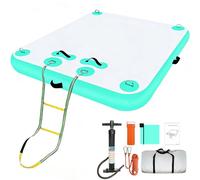 Inflatable Dock Platform, Swim Platform Floating Dock for Lakes Multi-Scene Water Island Raft Mat with Portable Carrying Bag for Rivers, Seasides, Swimming Pools,Mint Green,5.9x7.8ft