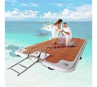 Inflatable Dock Platform with Stainless Steel Ladder, Floating Mat, Swim Deck for Water Recreation and Relaxation