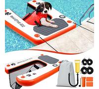 Inflatable Dog Boat&Pool Ramp,Extra Wider Floating Pet Pup Plank Ladder for Pool,Dock&Boat,Non-Slip Dog Water Ramp for Swimming With High Stability,Dog Pool Ladder for 68kg Dogs Climb Out of Water