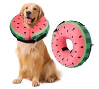 Inflatable Dog Collar for After Surgery, Soft Donut Cone Collar Adjustable & Washable, Anti-Licking Recovery Collar for Dogs and Cats, Cute Watermelon Design (Watermelon Red, M)