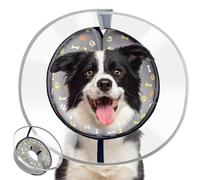 Inflatable Dog Cone Collar, 2 IN 1 Soft Recovery Collar with Enhanced Anti-Licking Detachable Shield, Protective Dog Donut Collar After Surgery (Grey, M)