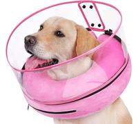 Inflatable Dog Cone Collar for After Surgery, 2 In 1 Dog Collar to Prevent Paw Licking, Soft Cone with Detachable Clear Shield, Adjustable Blow-up Collar for Surgery Recovery, Large