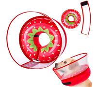 Inflatable Dog Cone Collar for Large Medium Small Dogs, Soft Dog Donut Collar Adjustable Recovery Cone for Pets After Surgery, Extra Enhanced Anti-Licking Guard Shield for Pets (Large, Strawberry)