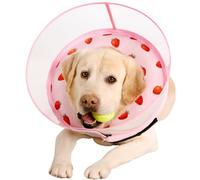 Inflatable Dog Cone Collar for Large Medium Small Dogs, Soft Dog Donut Collar Adjustable Recovery Cone for Pets After Surgery, Extra Enhanced Anti-Licking Guard Shield (Strawberry Print, Medium)