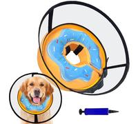 Inflatable Dog Cone Collar, Soft Dog Cone After Surgery, for M M+ L XL Dogs, with Detachable Anti Licking Shield and Inflator, 2 in 1 Adjustable Alternative, Does Not Block Vision, XL