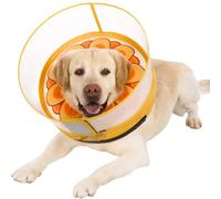Inflatable Dog Cone Collar with Enhanced Anti-Licking, Soft Neck Donut for Dogs Cats, Recovery Pet Cone Collar After Surgery for Large Medium Small Dogs (Yellow Flower, Medium+)